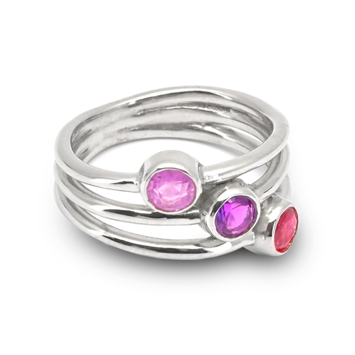 Bague amethyste, saphir, tourmaline argent Amelia